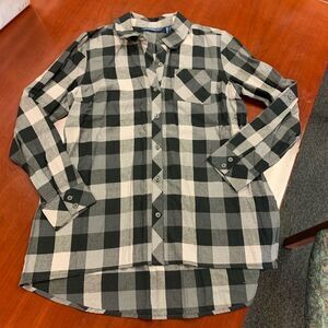 Isaac Mizrahi Live Gray Plaid Shirt sz 4 NWOT
